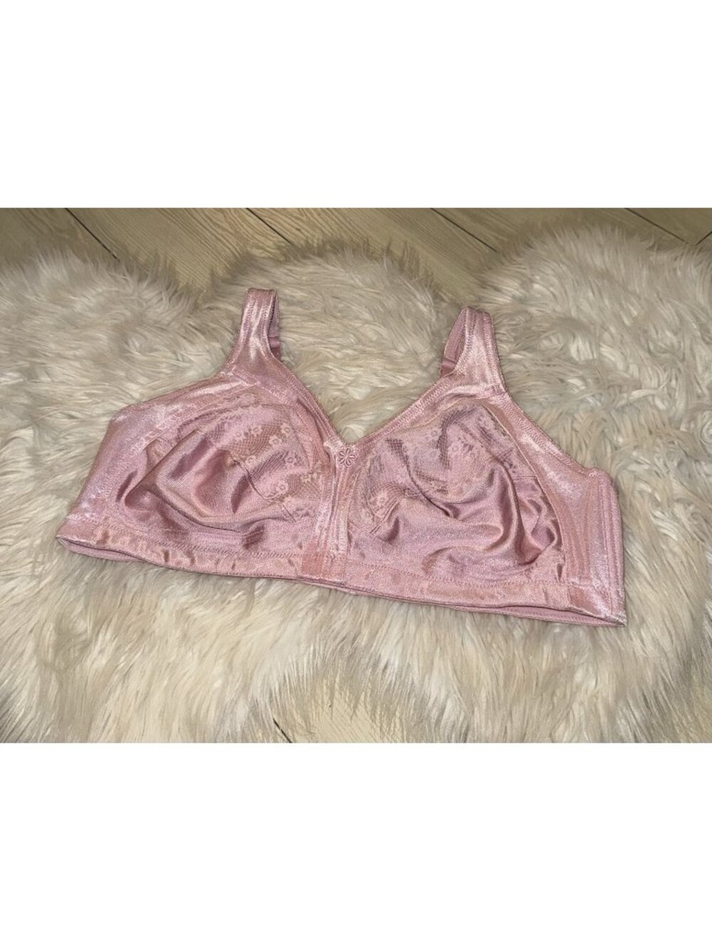 Vintage Vtg Underscore Unlined Lace Bra Wire Free Womens 40C Pink 126-0163